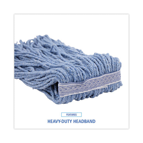 Image of Boardwalk® BWK2024B Mop Head, Standard Head, Cotton/synthetic Fiber, Cut-End, #24, Blue, 12/carton