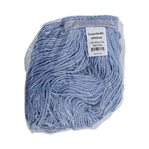 Image of Boardwalk® BWK2024B Mop Head, Standard Head, Cotton/synthetic Fiber, Cut-End, #24, Blue, 12/carton