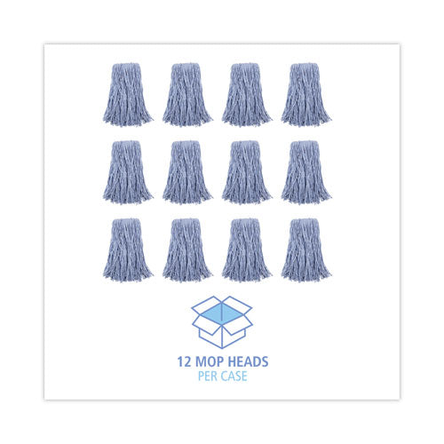 Image of Boardwalk® BWK2024B Mop Head, Standard Head, Cotton/synthetic Fiber, Cut-End, #24, Blue, 12/carton