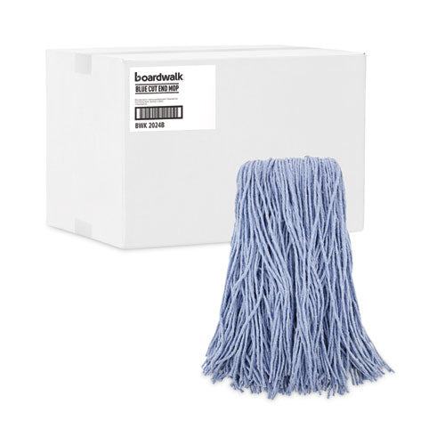 Image of Boardwalk® BWK2024B Mop Head, Standard Head, Cotton/synthetic Fiber, Cut-End, #24, Blue, 12/carton