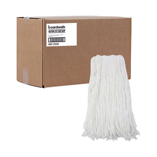 Image of Boardwalk® BWK2032RCT Cut-End Wet Mop Head, Rayon, #32, White, 12/Carton