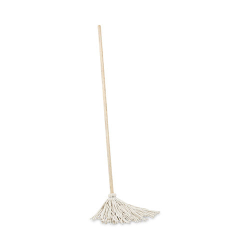 Image of Boardwalk® BWK112C Handle/Deck Mops, #12 White Cotton Head, 48" Natural Wood Handle, 6/Pack
