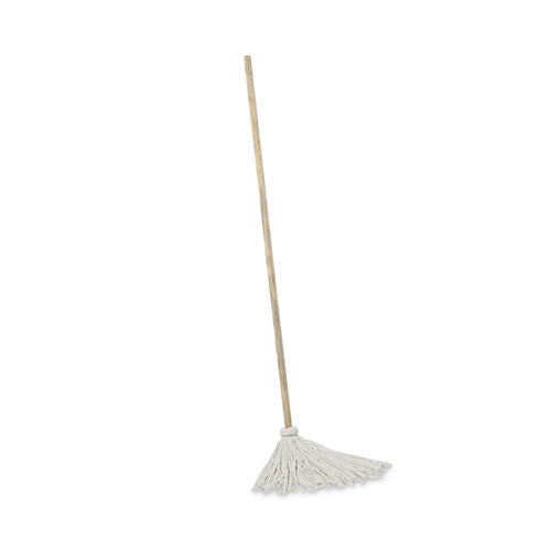 Image of Boardwalk® BWK112R Handle/Deck Mops, #12 White Rayon Head, 48" Natural Wood Handle, 6/Pack