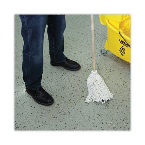 Image of Boardwalk® BWK112R Handle/Deck Mops, #12 White Rayon Head, 48" Natural Wood Handle, 6/Pack