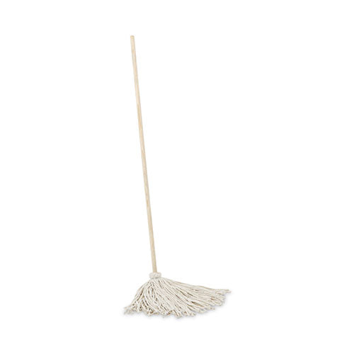 Image of Boardwalk® BWK116C Handle/Deck Mops, #16 White Cotton Head, 48" Natural Wood Handle