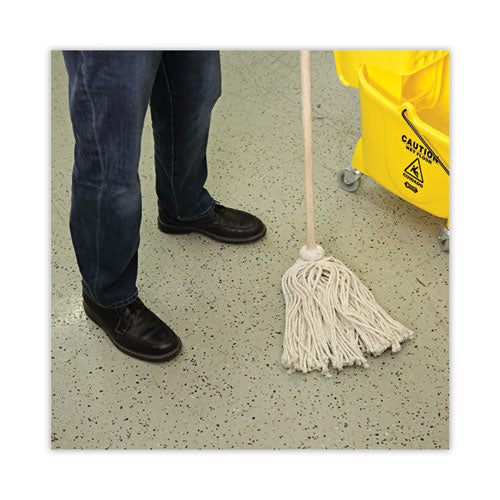 Image of Boardwalk® BWK116C Handle/Deck Mops, #16 White Cotton Head, 48" Natural Wood Handle