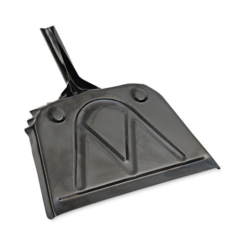 Image of Boardwalk® 528147 Metal Dust Pan, 12 x 14, 5" Handle, 20-Gauge Steel, Black, 12/Carton