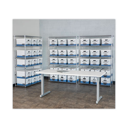 Image of Bankers Box® 00785 Hang'n'stor Medium-Duty Storage Boxes, Letter/legal Files, 13" X 16" X 10.5", White/blue, 4/carton