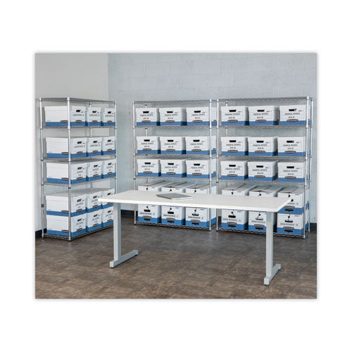 Image of Bankers Box® 0078907 Stor/file Medium-Duty Letter/legal Storage Boxes, Letter/legal Files, 12.75" X 16.5" X 10.5", White/blue, 4/carton