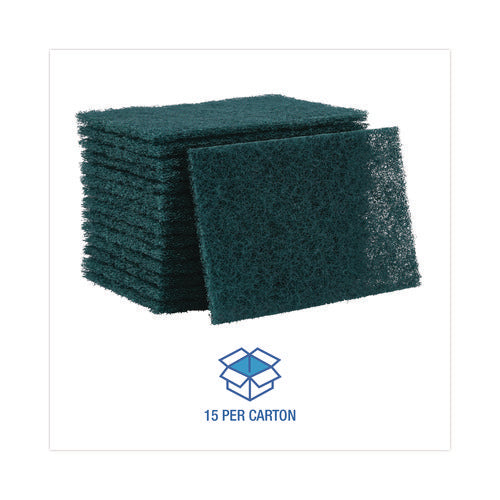 Image of Boardwalk® 86LGI Heavy-Duty Scouring Pad, 6 x 9, Green, 15/Carton