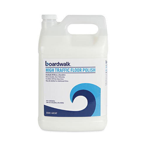 Image of Boardwalk® 132000-41ESSN High Traffic Floor Polish, Apply 3 to 5 Coats per Application, Unscented, 1 gal Bottle, 4/Carton