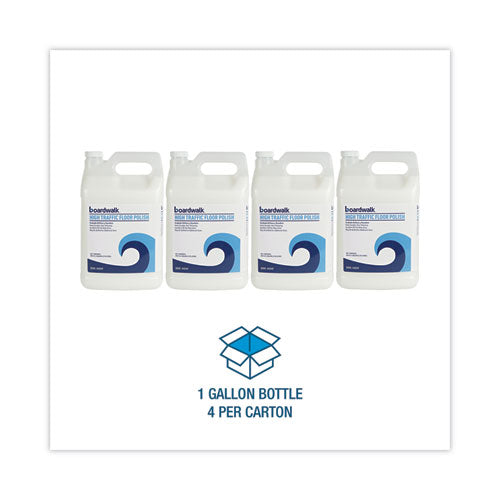 Image of Boardwalk® 132000-41ESSN High Traffic Floor Polish, Apply 3 to 5 Coats per Application, Unscented, 1 gal Bottle, 4/Carton
