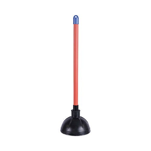 Image of Boardwalk® 528188 Toilet Plunger, 18" Plastic Handle, 5.63" Dia, Red/black, 6/carton