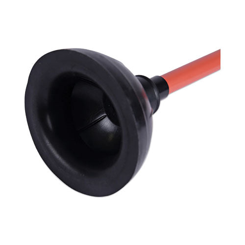 Image of Boardwalk® BWK09201EA Toilet Plunger, 18" Plastic Handle, 5.63" Dia, Red/black