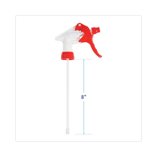 Image of Boardwalk® 511264 General Purpose Trigger Sprayer, 8" Tube, Fits 16 oz to 24 oz Bottles, Red/White, 24/Carton