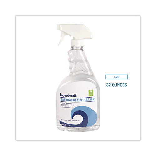Image of Boardwalk® 953100-12ESSN Natural Glass Cleaner, Unscented, 32 oz Trigger Spray Bottle, 12/Carton