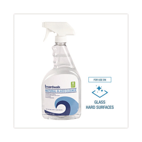 Image of Boardwalk® 953100-12ESSN Natural Glass Cleaner, Unscented, 32 oz Trigger Spray Bottle, 12/Carton