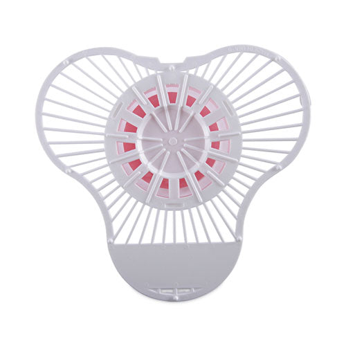 Image of Boardwalk® 3USPBP012I072M202143000 Urinal Screen with Para Deodorizer Block, Cherry Scent, Red/White, 3 oz, 12/Box