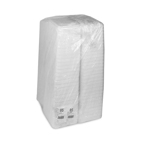 Image of Pactiv Evergreen 0TF108S00000 Supermarket Tray, #8S, 10 x 8 x 0.65, White, Foam, 500/Carton