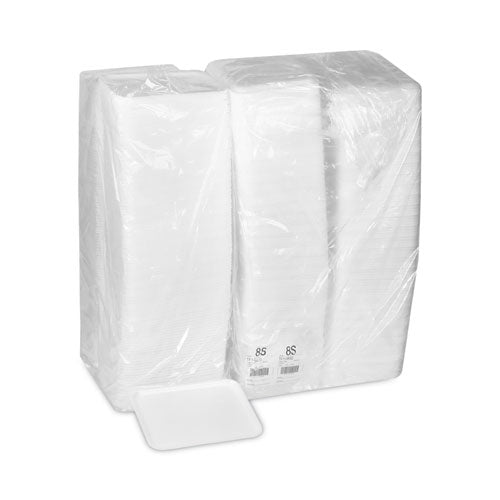 Image of Pactiv Evergreen 0TF108S00000 Supermarket Tray, #8S, 10 x 8 x 0.65, White, Foam, 500/Carton