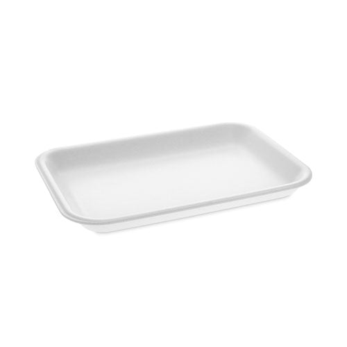 Image of Pactiv Evergreen 0TF100200000 Supermarket Tray, #2, 8.2 x 5.7 x 0.91, White, Foam ,500/Carton