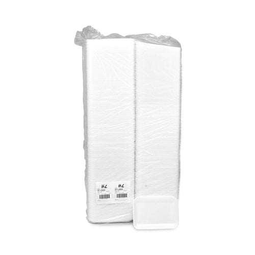 Image of Pactiv Evergreen 0TF100200000 Supermarket Tray, #2, 8.2 x 5.7 x 0.91, White, Foam ,500/Carton