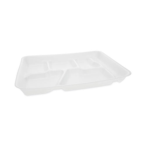 Image of Pactiv Evergreen 0TH10601SGBX Foam School Trays, 6-Compartment Tray, 8.5 x 11.5 x 1.25, White, 500/Carton