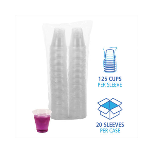 Image of BoardwalkÂ® Translucent Plastic Cold Cups, 3 oz, 125/Sleeve, 20 Sleeves/Carton