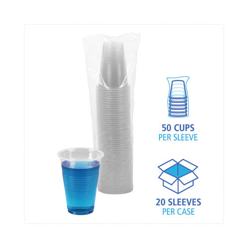 Image of Boardwalk® BWKTRANSCUP16CT Translucent Plastic Cold Cups, 16 oz, 50/Sleeve, 20 Sleeves/Carton