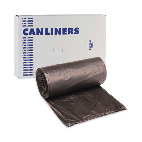 Image of Boardwalk® V7658HKKR01 High-Density Can Liners, 60 gal, 14 mic, 38" x 58", Black, Perforated Roll, 25 Bags/Roll, 8 Rolls/Carton