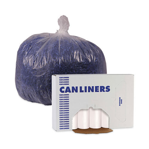 Image of Boardwalk® V8046ENKR01 High-Density Can Liners, 45 gal, 19 mic, 40" x 46", Natural, Perforated Roll, 25 Bags/Roll, 6 Rolls/Carton