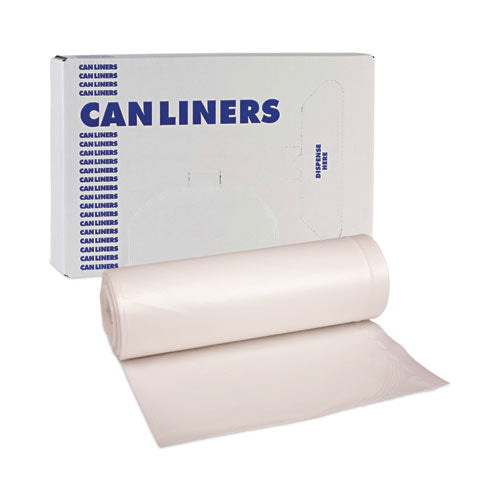 Image of Boardwalk® V8046ENKR01 High-Density Can Liners, 45 gal, 19 mic, 40" x 46", Natural, Perforated Roll, 25 Bags/Roll, 6 Rolls/Carton