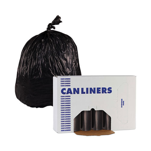 Image of Boardwalk® V8046EKKR01 High-Density Can Liners, 45 gal, 19 mic, 40" x 46", Black, Perforated Roll, 25 Bags/Roll, 6 Rolls/Carton