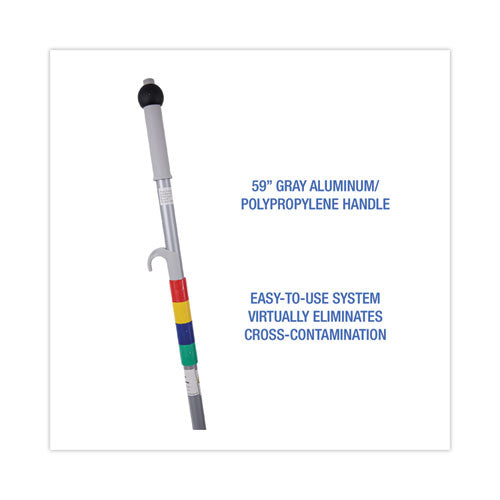 Image of Boardwalk® BWKBWMS16MFM Bucketless Microfiber Mop System, 5 X 18 Blue Microfiber Head, 59" Gray Aluminum/polypropylene Handle