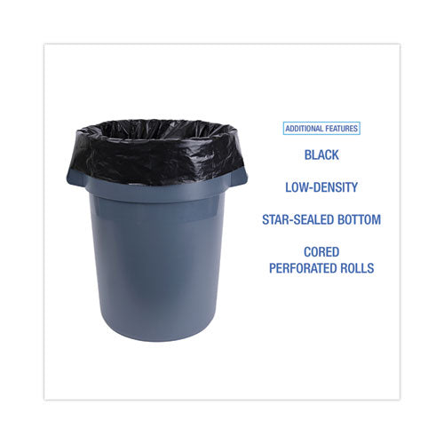 Image of Boardwalk® K7663WKK Industrial Can Liner Rolls, 60 gal, 2.7 mil, 21" x 17" x 63", Black, 50/Carton