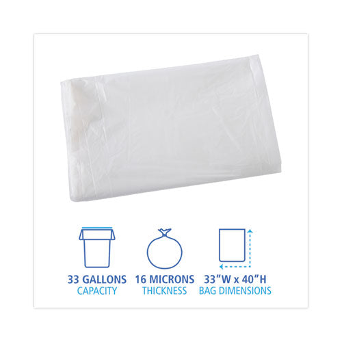 Image of Boardwalk® Z6640VNK High Density Industrial Can Liners Flat Pack, 33 gal, 16 mic, 33" x 40", Natural, Flat Pack, 200/Carton