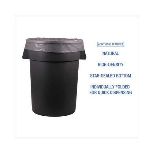 Image of Boardwalk® Z6640VNK High Density Industrial Can Liners Flat Pack, 33 gal, 16 mic, 33" x 40", Natural, Flat Pack, 200/Carton