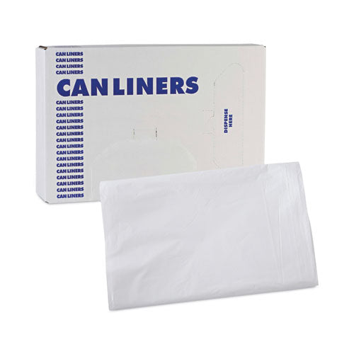 Image of Boardwalk® H4832MWK Linear Low Density Industrial Can Liners, 16 gal, 0.5 mil, 24" x 32", White, Flat Pack, 500/Carton