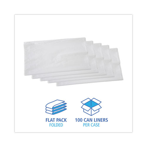 Image of Boardwalk® H8647TWK Linear Low Density Industrial Can Liners, 56 gal, 0.9 mil, 43" x 47", White, Flat Pack, 100/Carton