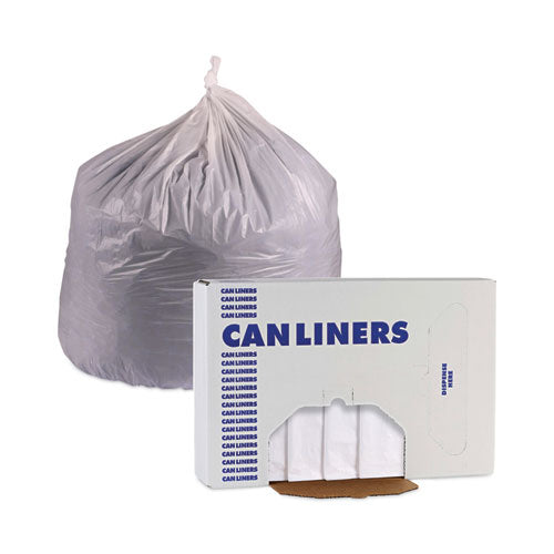 Image of Boardwalk® H8647TWK Linear Low Density Industrial Can Liners, 56 gal, 0.9 mil, 43" x 47", White, Flat Pack, 100/Carton