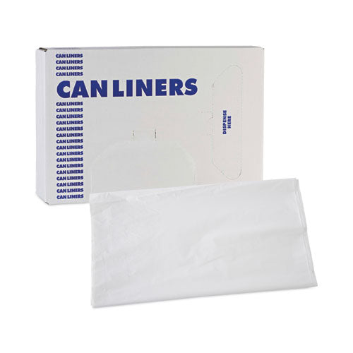 Image of Boardwalk® H8647TWK Linear Low Density Industrial Can Liners, 56 gal, 0.9 mil, 43" x 47", White, Flat Pack, 100/Carton