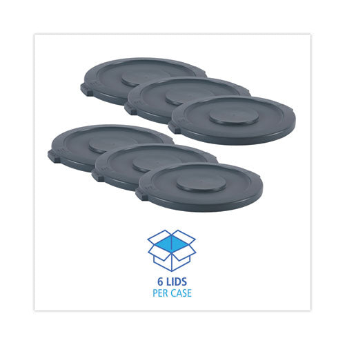 Image of Boardwalk® 1868182 Lids For 32 Gal Waste Receptacle, Flat-Top, Round, Plastic, Gray
