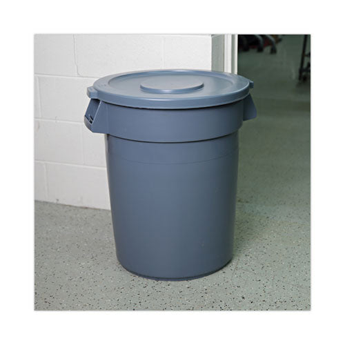 Image of Boardwalk® 1868182 Lids For 32 Gal Waste Receptacle, Flat-Top, Round, Plastic, Gray