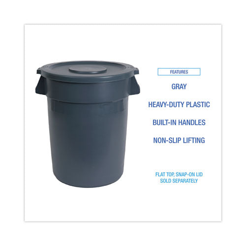 Image of Boardwalk® 3485199 Round Waste Receptacle, 44 gal, Plastic, Gray