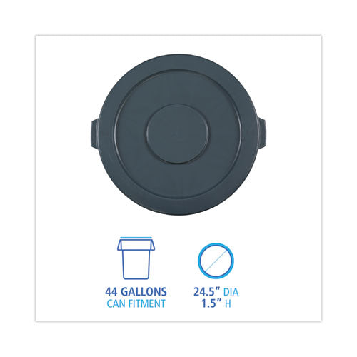 Image of Boardwalk® 1868184 Lids For 44 Gal Waste Receptacles, Flat-Top, Round, Plastic Gray