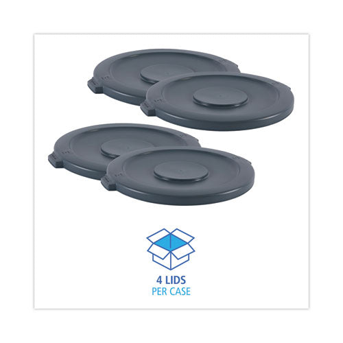 Image of Boardwalk® 1868184 Lids For 44 Gal Waste Receptacles, Flat-Top, Round, Plastic Gray