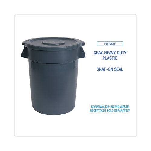Image of Boardwalk® 1868184 Lids For 44 Gal Waste Receptacles, Flat-Top, Round, Plastic Gray