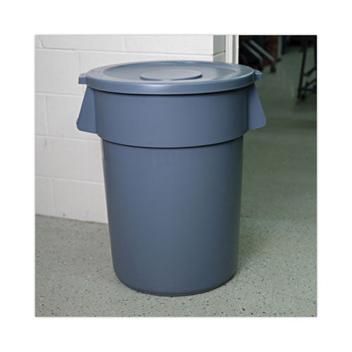 Image of Boardwalk® 1868184 Lids For 44 Gal Waste Receptacles, Flat-Top, Round, Plastic Gray
