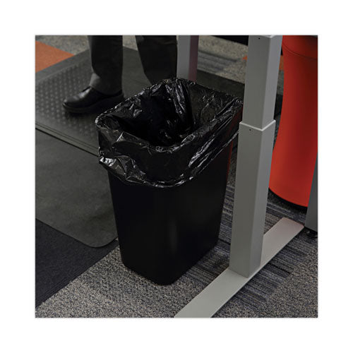 Image of Boardwalk® W4832YKKR01 Low-Density Waste Can Liners, 16 gal, 1 mil, 24" x 32", Black, Perforated Roll, 10 Bags/Roll, 15 Rolls/Carton