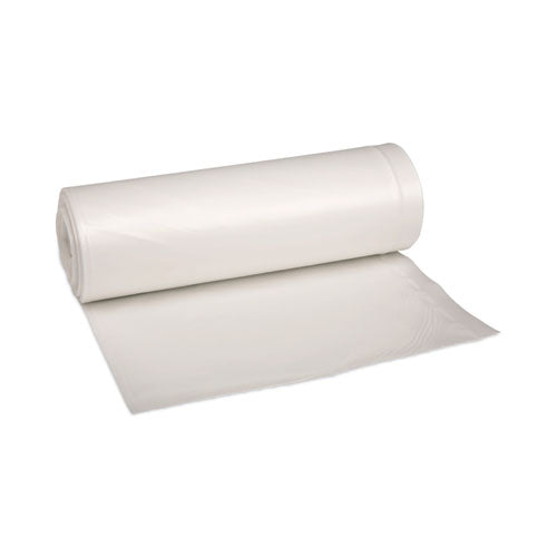 Image of Boardwalk® H6639HWKGR1 Low-Density Waste Can Liners, 33 gal, 0.6 mil, 33" x 39", White, Perforated Roll, 25 Bags/Roll, 6 Rolls/Carton